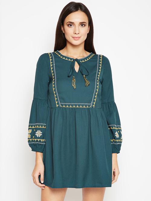 tassel tie up bishop sleeved dress - 16611933 - Very Small Image - 1