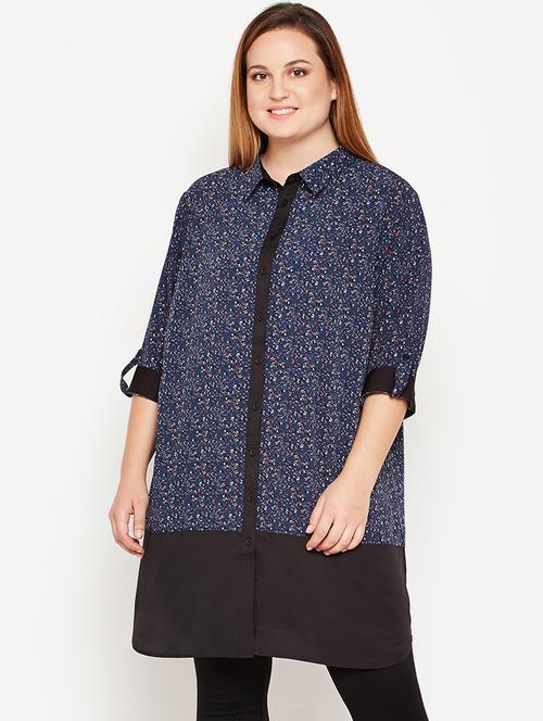 roll up sleeved color block shirt tunic - 16612008 - Very Small Image - 1