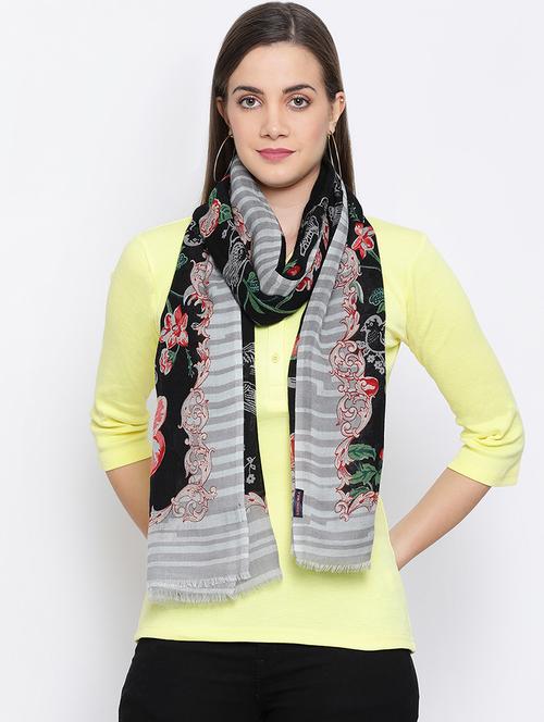 frayed hem floral stole - 16612304 - Very Small Image - 1