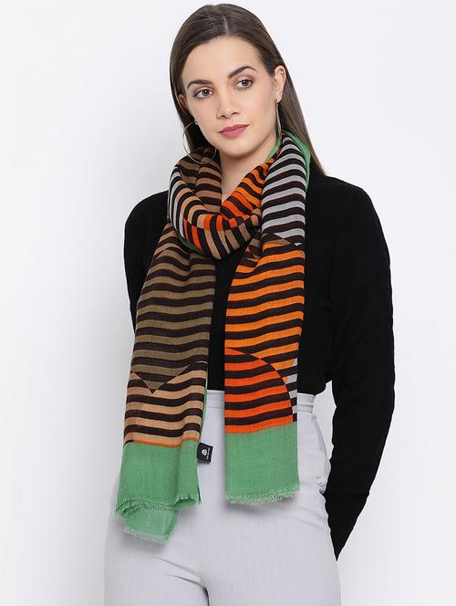 frayed hem striped stole - 16612305 - Very Small Image - 1