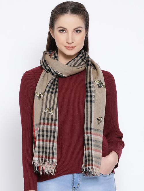 frayed hem checkered stole - 16612328 - Very Small Image - 1