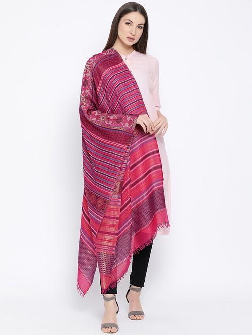 frayed hem striped stole - 16612331 - Very Small Image - 1