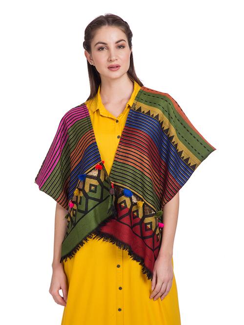 frayed hem embellished detail stole - 16612366 - Very Small Image - 1