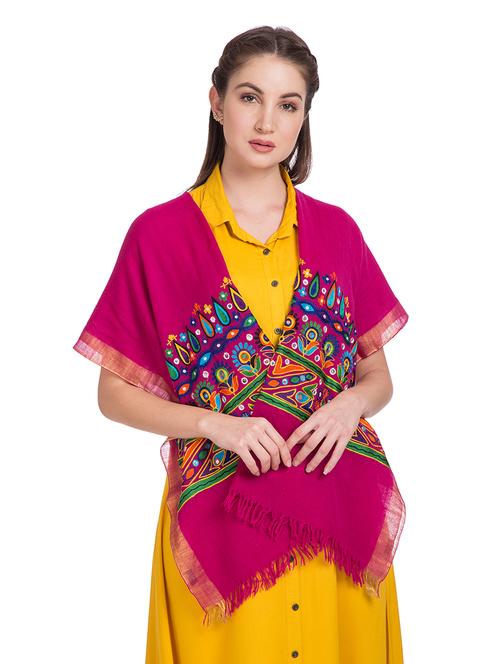 frayed hem embroidered stole - 16612392 - Very Small Image - 1