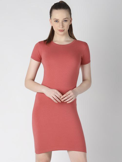 round neck solid bodycon dress - 16612682 - Very Small Image - 1