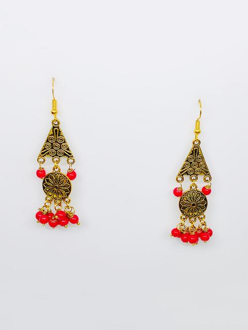 red brass drop earrings - 16613601 - Very Small Image - 1