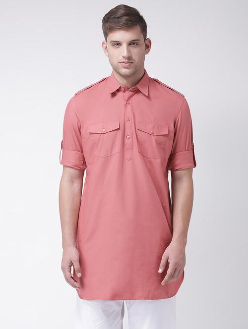 pink solid pathani kurta - 16614048 - Very Small Image - 1