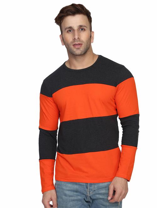 orange color block t-shirt - 16614087 - Very Small Image - 1