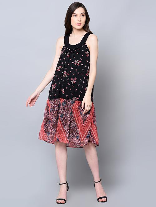 gathered floral a-line dress - 16614973 - Very Small Image - 1