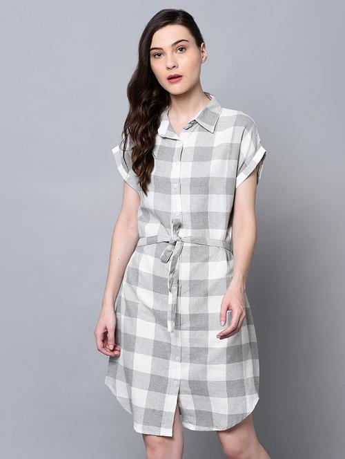 curved hem checkered shirt dress - 16614983 - Very Small Image - 1