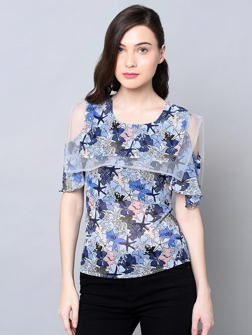 cold shoulder floral top - 16614993 - Very Small Image - 1