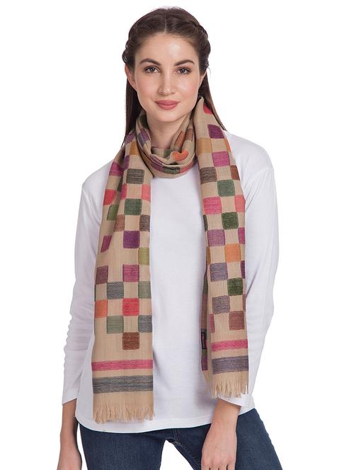 frayed hem checks wool stole - 16616200 - Very Small Image - 1