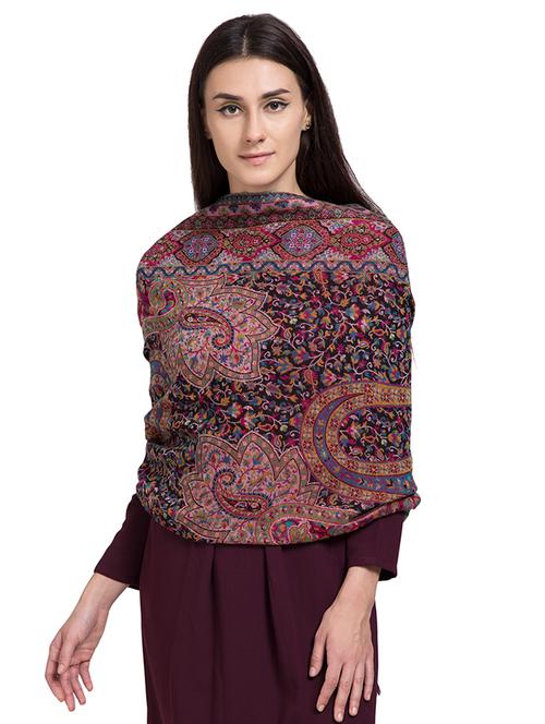 frayed hem paisley wool stole - 16616206 - Very Small Image - 1