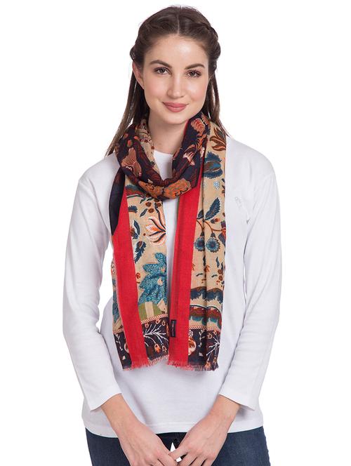 frayed hem floral wool stole - 16616216 - Very Small Image - 1