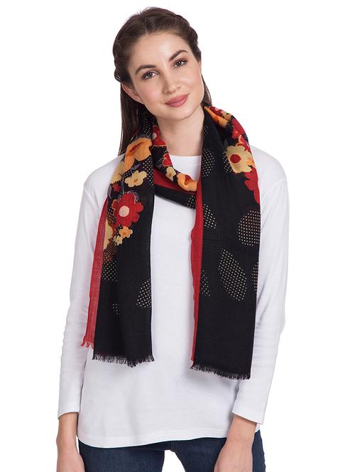 frayed hem floral wool stole - 16616224 - Very Small Image - 1