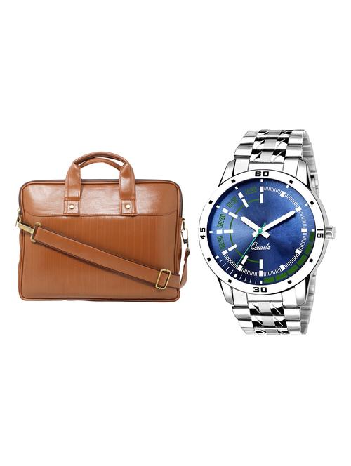 adk analog watch and leatherette laptop bags combo - 16616671 - Very Small Image - 1