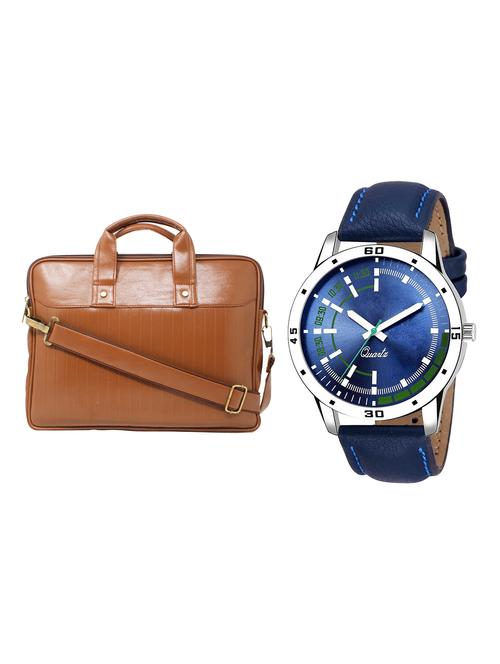 adk analog watch and leatherette laptop bags combo - 16616673 - Very Small Image - 1