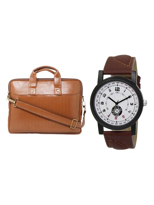 adk analog watch and leatherette laptop bags combo - 16616699 - Very Small Image - 1