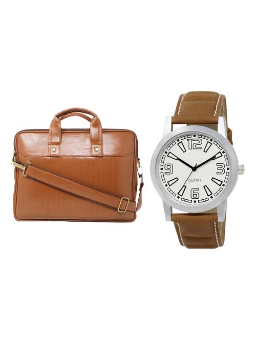 adk analog watch and leatherette laptop bags combo - 16616703 - Very Small Image - 1