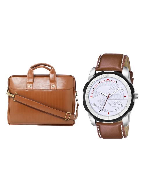 adk analog watch and leatherette laptop bags combo - 16616732 - Very Small Image - 1