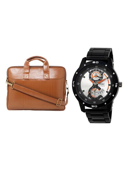 adk analog watch and leatherette laptop bags combo - 16616740 - Very Small Image - 1