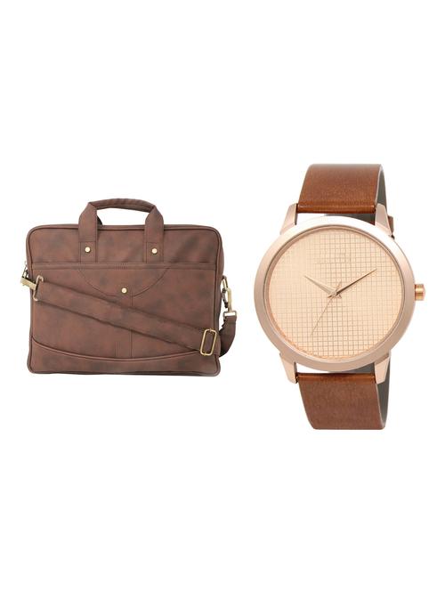 adk analog watch and leatherette laptop bags combo - 16616804 - Very Small Image - 1