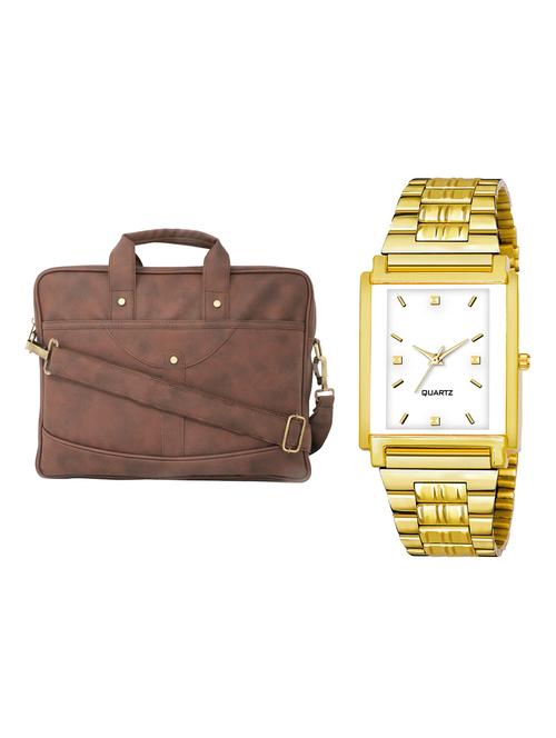 adk analog watch and leatherette laptop bags combo - 16616823 - Very Small Image - 1