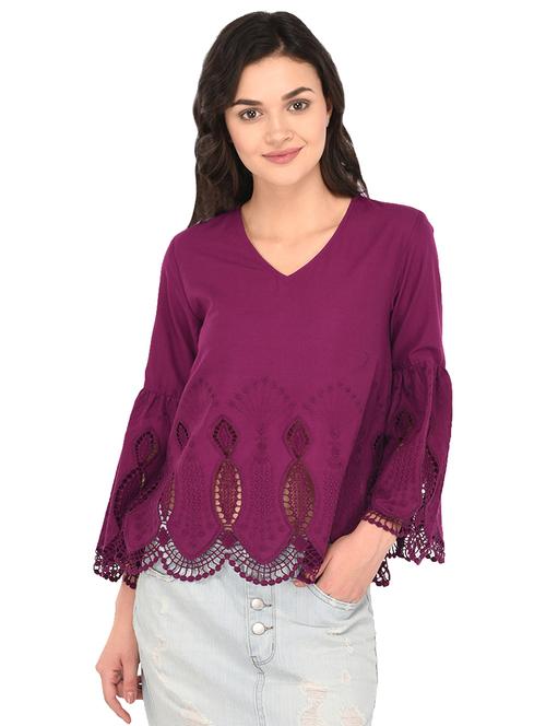 women's straight v neck top - 16617186 - Very Small Image - 1