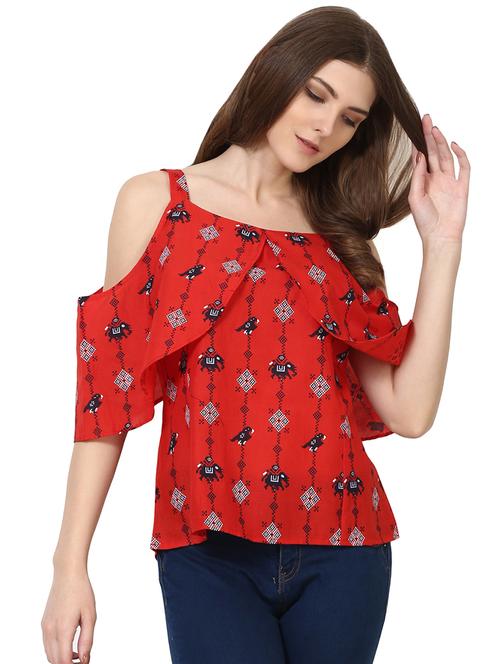 cold shoulder layered top - 16617988 - Very Small Image - 1