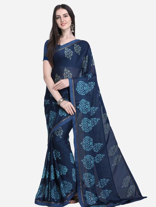 floral printed saree with blouse - 16618442 - Very Small Image - 1