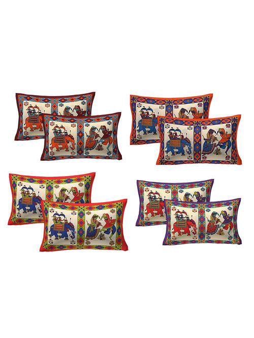 cotton multicolor pillow covers 4 sets (8 pieces) - 16618809 - Very Small Image - 1