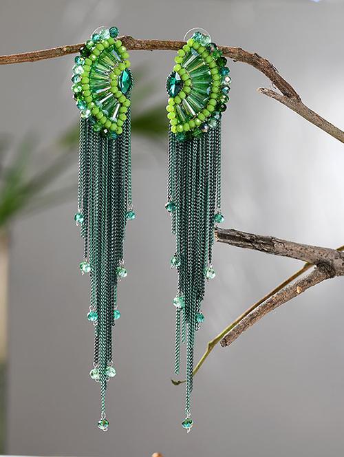 green metal drop earrings - 16618829 - Very Small Image - 1