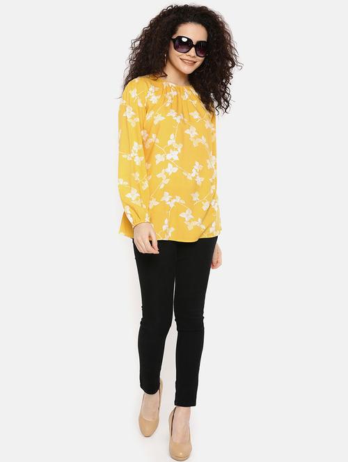 gathered detail floral top - 16619312 - Very Small Image - 1