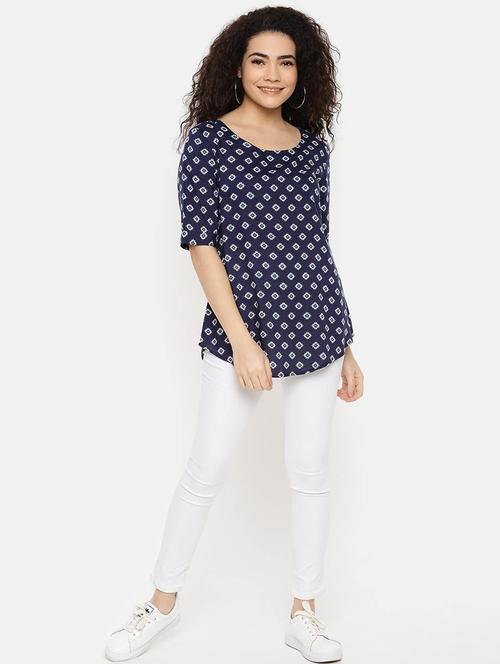 women's straight round neck top - 16619321 - Very Small Image - 1