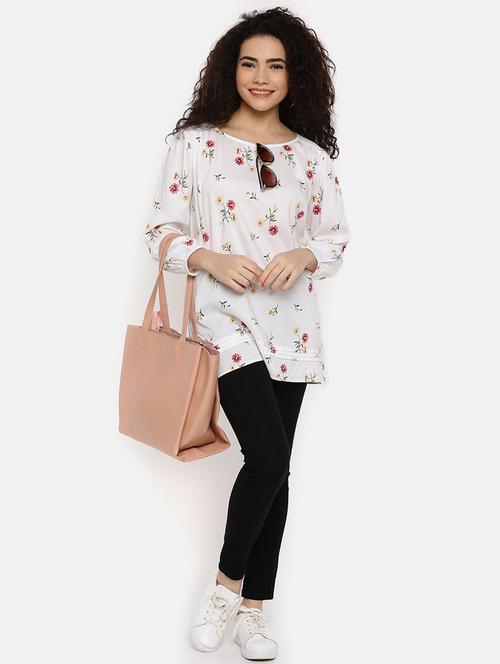 pleat detail floral tunic - 16619332 - Very Small Image - 1