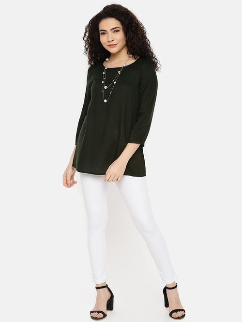 round neck solid top - 16619336 - Very Small Image - 1