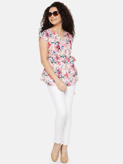 tie front floral top - 16619348 - Very Small Image - 1
