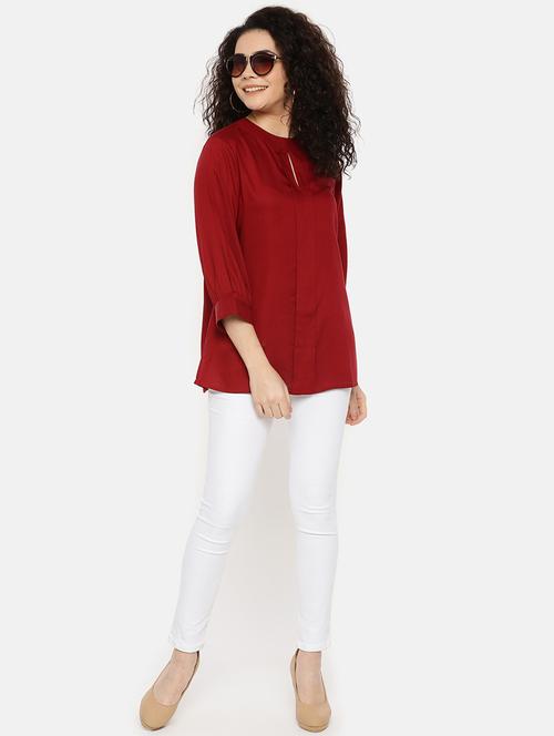 key hole neck solid tunic - 16619354 - Very Small Image - 1