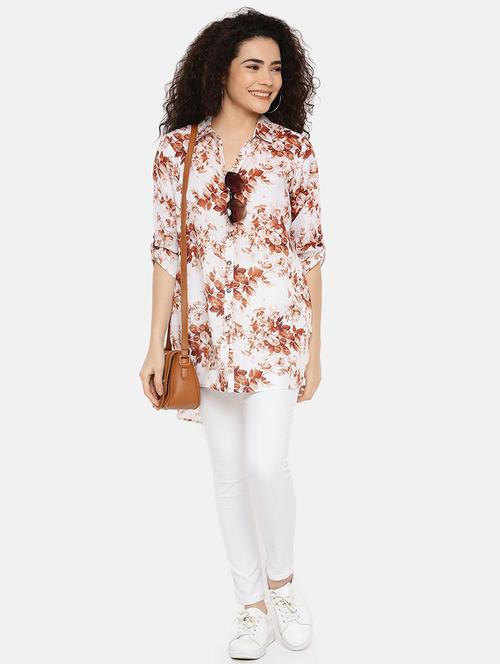 high low floral shirt tunic - 16619364 - Very Small Image - 1