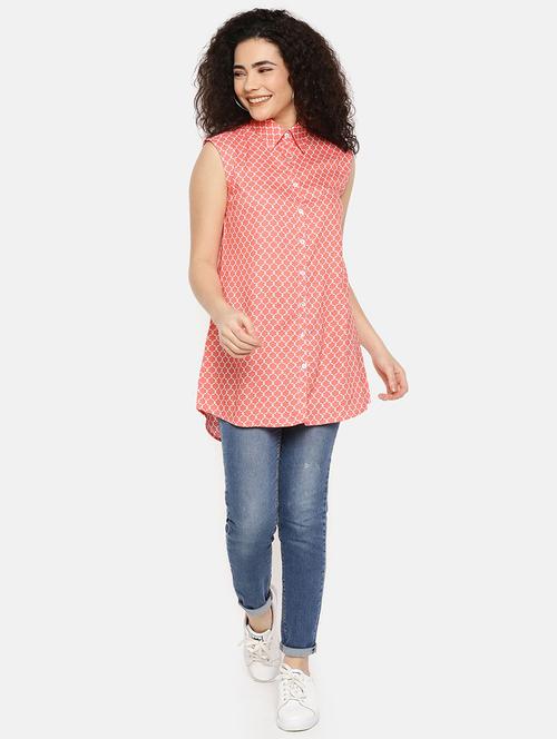 high low printed shirt tunic - 16619370 - Very Small Image - 1