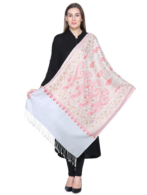 embroidered wool shawl - 16619563 - Very Small Image - 1