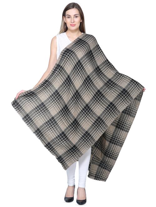 checkered wool shawl - 16619566 - Very Small Image - 1