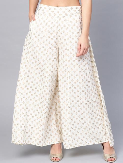 white block printed flared palazzo - 16619606 - Very Small Image - 1