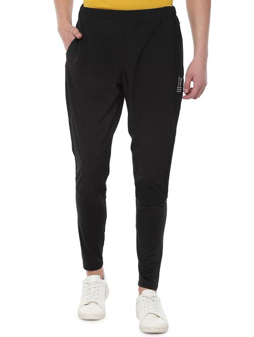black solid ankle length track pant - 16620172 - Very Small Image - 1