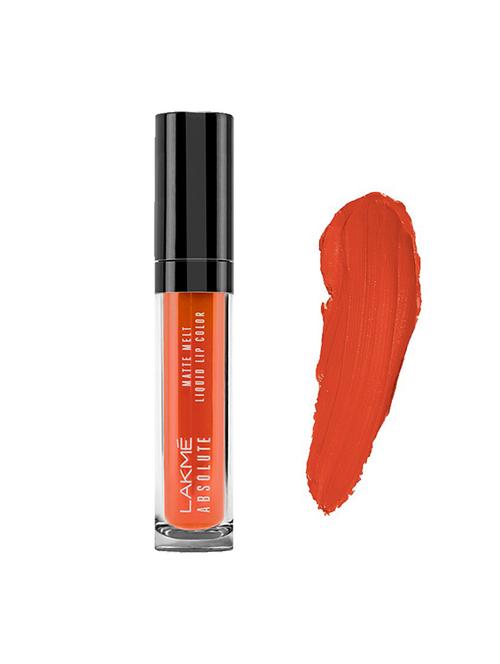 lakme absolute matte melt liquid lip color, crazy tangerine 01 - 16620653 - Very Small Image - 1