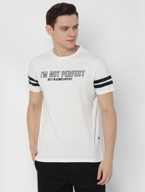 white typographic chest print t-shirt - 16630271 - Very Small Image - 1