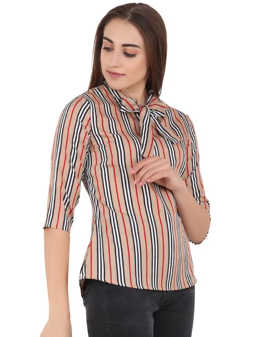 tie up neck striped top - 16630286 - Very Small Image - 1