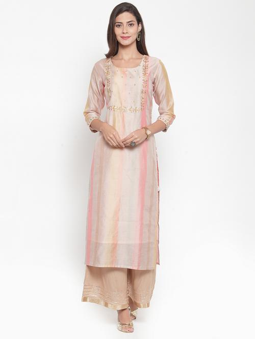 embroidered kurta palazzo set - 16630317 - Very Small Image - 1