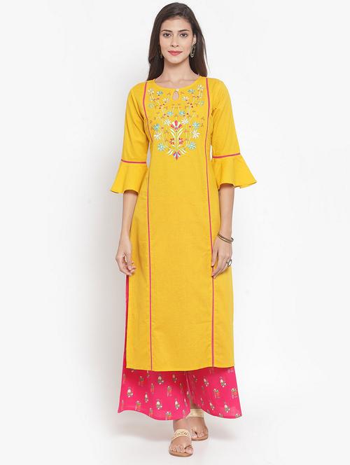 embroidered kurta palazzo set - 16630322 - Very Small Image - 1