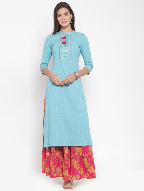 embroidered kurta skirt set - 16630324 - Very Small Image - 1